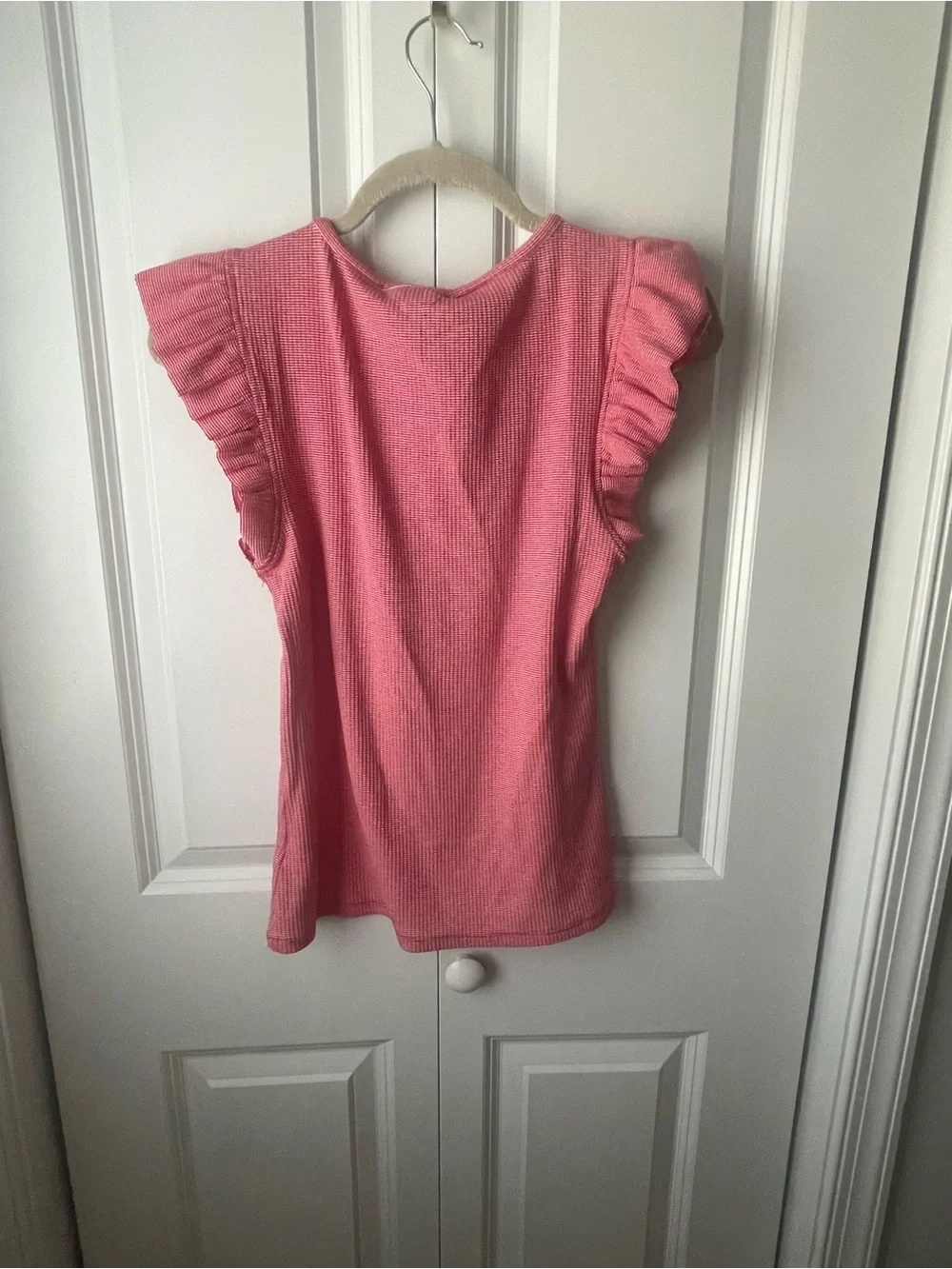 Truth Pink Ruffle Sleeve Ribbed Knit Top - Picture 6 of 8